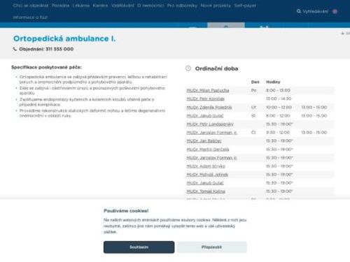 Ortopedická ambulance I. - Nemocnice Hořovice