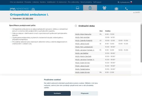 Zobrazit webové stránky Ortopedická ambulance I. - Nemocnice Hořovice