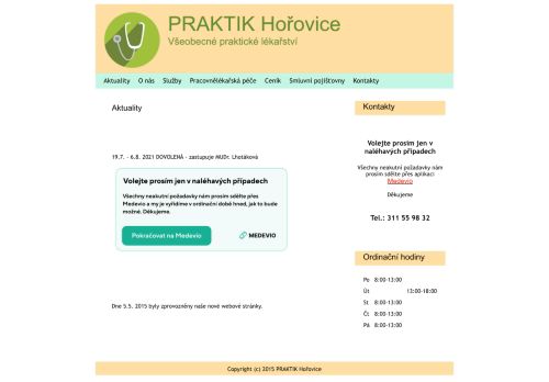 Zobrazit webové stránky Praktický lékař pro dospělé - MUDr. Věra Bobková, MUDr. Hana Spalová