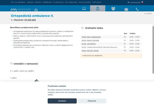 Zobrazit webové stránky Ortopedická ambulance II. - Nemocnice Hořovice