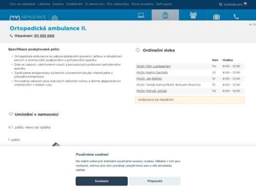 Ortopedická ambulance II. - Nemocnice Hořovice
