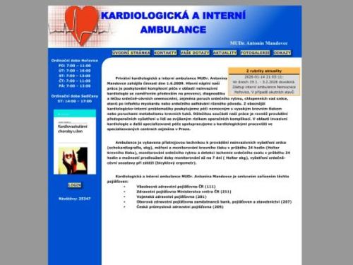 Kardiologická a interní ambulance - MUDr. Antonín Mandovec