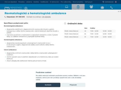 Revmatologická a hematologická ambulance - MUDr. Irena Klánová