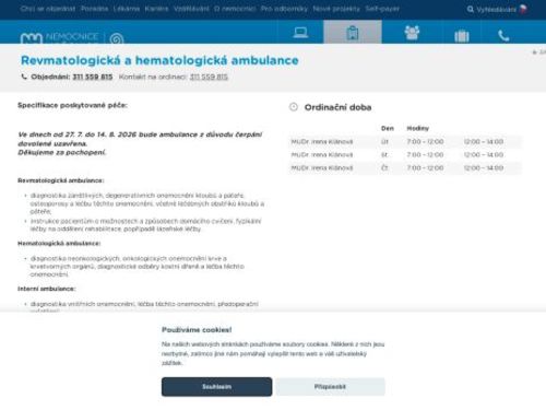 Revmatologická a hematologická ambulance - MUDr. Irena Klánová