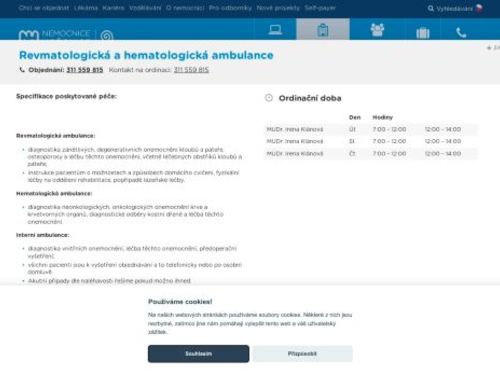 Revmatologická a hematologická ambulance - MUDr. Irena Klánová