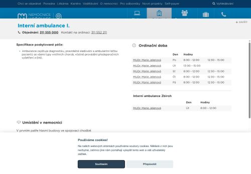 Zobrazit webové stránky Interní ambulance I. - Nemocnice Hořovice