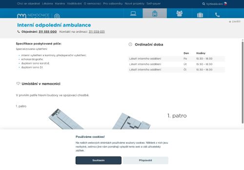 Zobrazit webové stránky Interní odpolední ambulance - Nemocnice Hořovice