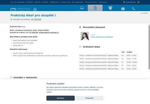 Zobrazit webové stránky Praktický lékař pro dospělé - MUDr. Drahomíra Lhotáková, MUDr. Eliška Alblová