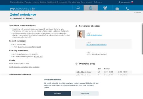 Zobrazit webové stránky Zubní ambulance - Nemocnice Hořovice - MDDr. Antonín Spal