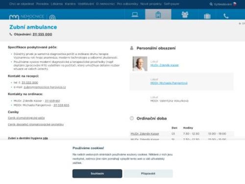 Zubní ambulance - Nemocnice Hořovice - MUDr. Zdeněk Kaiser