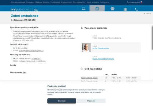 Zobrazit webové stránky Zubní ambulance - Nemocnice Hořovice - MUDr. Zdeněk Kaiser