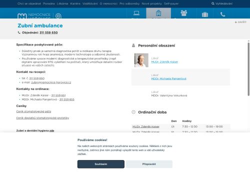 Zobrazit webové stránky Zubní ambulance - Nemocnice Hořovice - MUDr. Zdeněk Kaiser