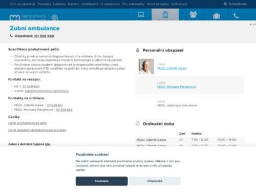 Zubní ambulance - Nemocnice Hořovice - MUDr. Zdeněk Kaiser