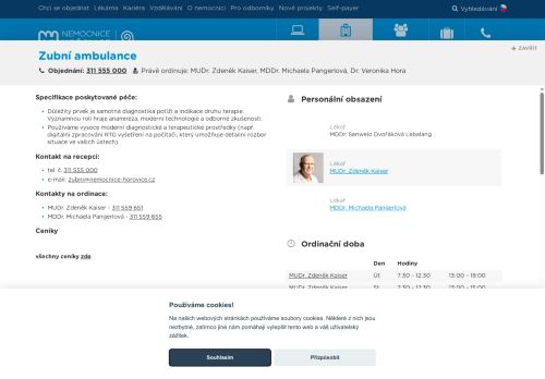 Zobrazit webové stránky Zubní ambulance - Nemocnice Hořovice - MDDr. Antonín Spal