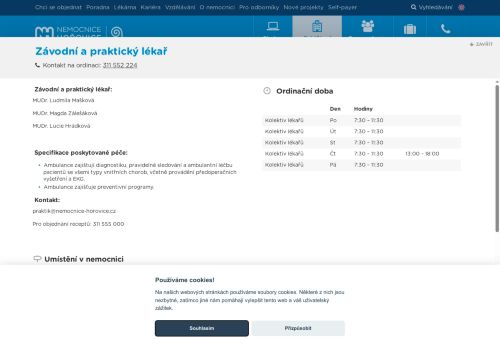 Zobrazit webové stránky Závodní a praktický lékař pro dospělé - Nemocnice Hořovice - MUDr. Ludmila Mašková, MUDr. Magda Zálešáková