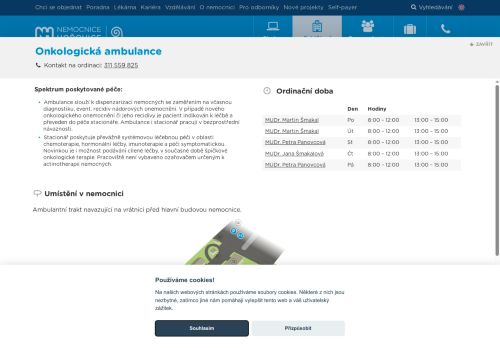 Zobrazit webové stránky Onkologická ambulance - Nemocnice Hořovice