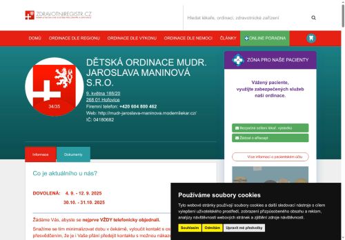 Zobrazit webové stránky Praktický lékař pro děti a dorost - MUDr. Jaroslava Maninová