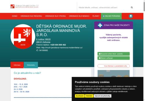 Zobrazit webové stránky Praktický lékař pro děti a dorost - MUDr. Jaroslava Maninová