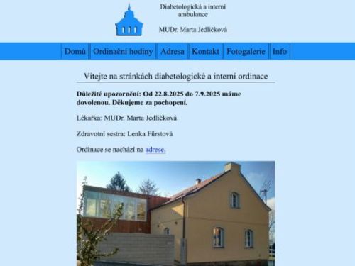 Diabetologická a interní ambulance - MUDr. Marta Jedličková