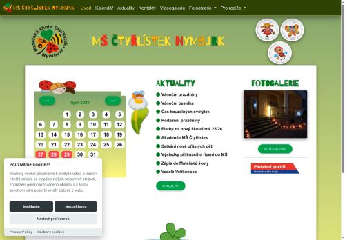 Zobrazit webové stránky MŠ Čtyřlístek Masarykova 1585