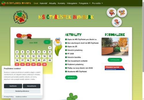 Zobrazit webové stránky MŠ Čtyřlístek Masarykova 1585