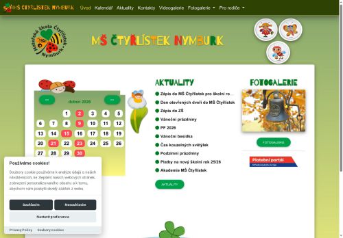 Zobrazit webové stránky MŠ Čtyřlístek Masarykova 1585