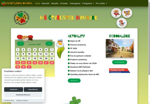 Zobrazit webové stránky MŠ Čtyřlístek Masarykova 1585