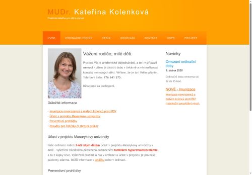 Zobrazit webové stránky Praktický lékař pro děti a dorost - MUDr. Kateřina Kolenková