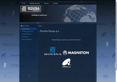 Webové stránky Rovina stavební a.s., Hulín