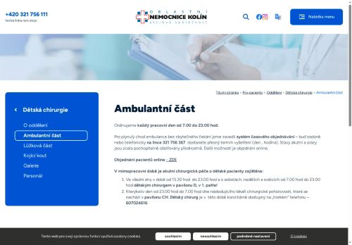 Zobrazit webové stránky Dětská chirurgická ambulance - Oblastní nemocnice Kolín
