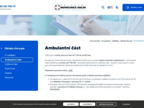 Dětská chirurgická ambulance - Oblastní nemocnice Kolín