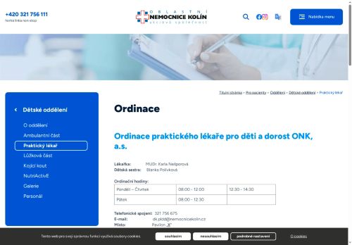 Zobrazit webové stránky Ordinace praktického lékaře pro děti a dorost ONK - MUDr. Karla Nešporová