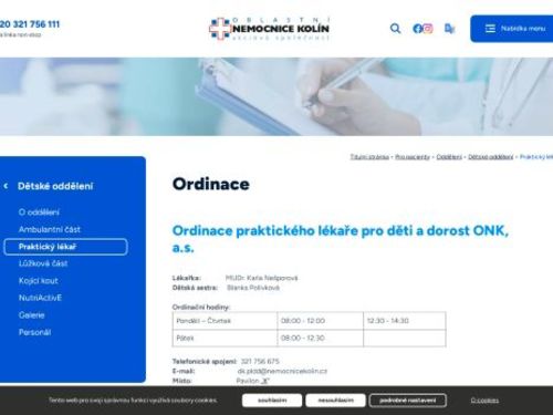 Ordinace praktického lékaře pro děti a dorost ONK - MUDr. Karla Nešporová