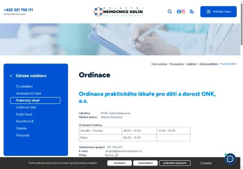 Zobrazit webové stránky Ordinace praktického lékaře pro děti a dorost ONK - MUDr. Karla Nešporová