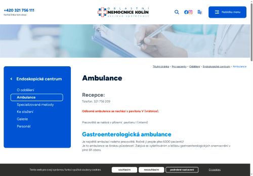 Zobrazit webové stránky Endoskopické centrum - Oblastní nemocnice Kolín