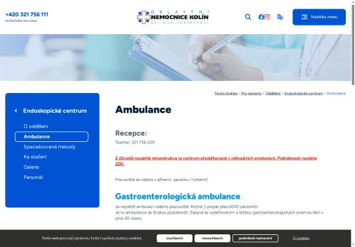 Zobrazit webové stránky Endoskopické centrum - Oblastní nemocnice Kolín