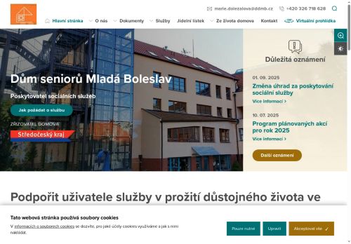 Webové stránky Dům seniorů Mladá Boleslav, poskytovatel sociálních služeb, Mladá Boleslav