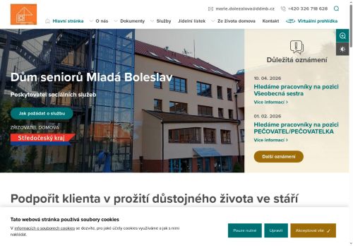 Webové stránky Dům seniorů Mladá Boleslav, poskytovatel sociálních služeb, Mladá Boleslav