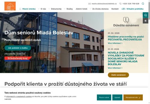 Webové stránky Dům seniorů Mladá Boleslav, poskytovatel sociálních služeb, Mladá Boleslav