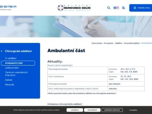 Poradna pro kýly a miniinvazivní chirurgie - Oblastní nemocnice Kolín