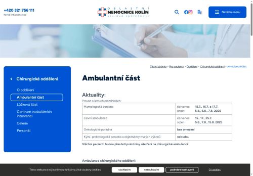 Zobrazit webové stránky Ambulance onkochirurgie - Oblastní nemocnice Kolín