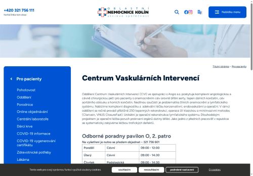 Zobrazit webové stránky Centrum Vaskulárních Intervencí - Oblastní nemocnice Kolín