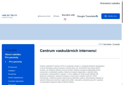 Zobrazit webové stránky Centrum Vaskulárních Intervencí - Oblastní nemocnice Kolín