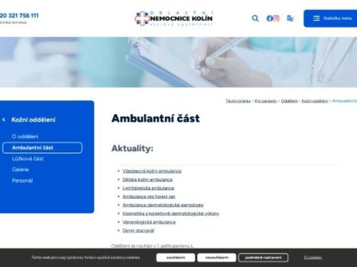 Dětská kožní ambulance - Oblastní nemocnice Kolín