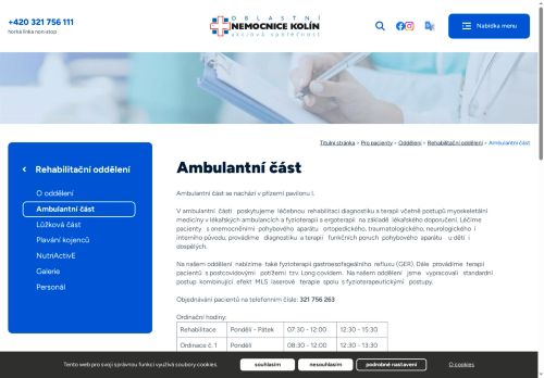 Zobrazit webové stránky Rehabilitační ambulance - Oblastní nemocnice Kolín