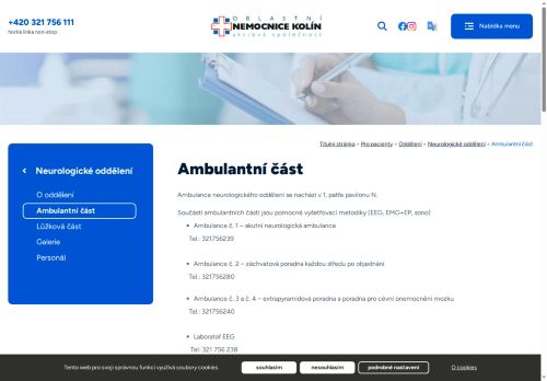 Zobrazit webové stránky Akutní neurologická ambulance - Oblastní nemocnice Kolín