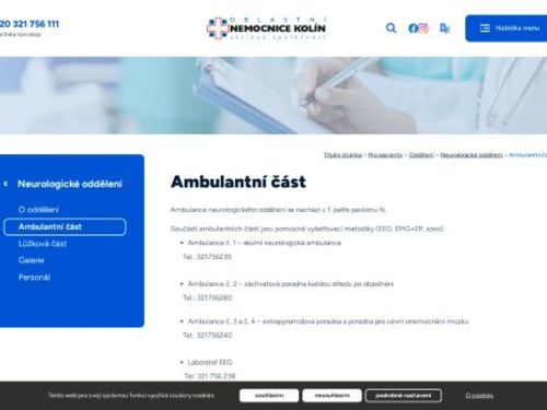 Akutní neurologická ambulance - Oblastní nemocnice Kolín