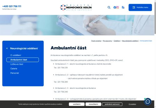 Zobrazit webové stránky Akutní neurologická ambulance - Oblastní nemocnice Kolín