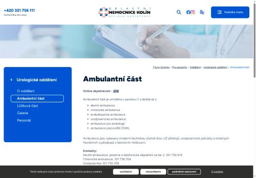 Zobrazit webové stránky Akutní urologická ambulance - Oblastní nemocnice Kolín