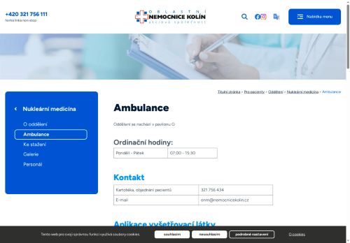 Zobrazit webové stránky Ambulance nukleární medicíny - Oblastní nemocnice Kolín